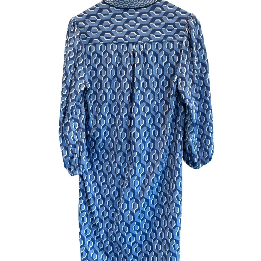 J. McLaughlin Emer Midi Dress in Blue Geometric Print Size Small Beach Resort - Picture 13 of 13